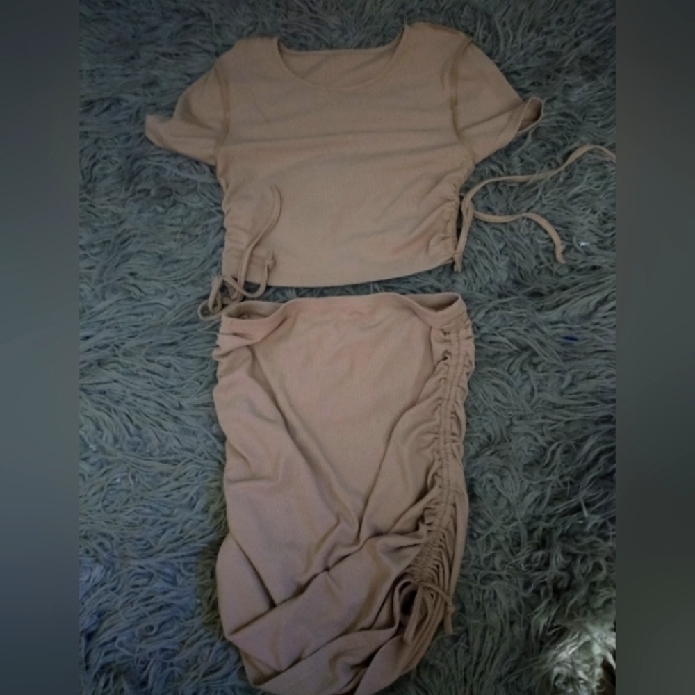 2 piece crop top and skirt set